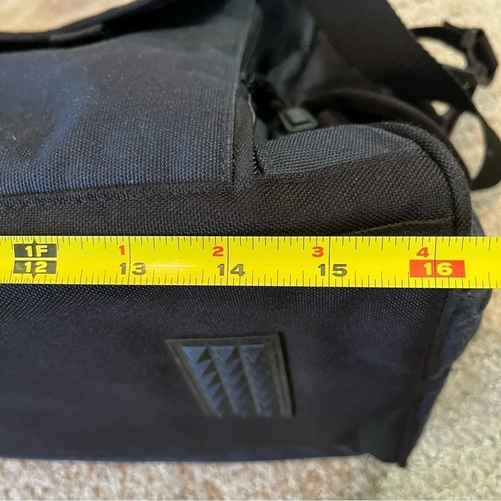 Eddie Bauer Black Canvas Leather Diaper Bag Changing Pad Overnight Travel Rugged